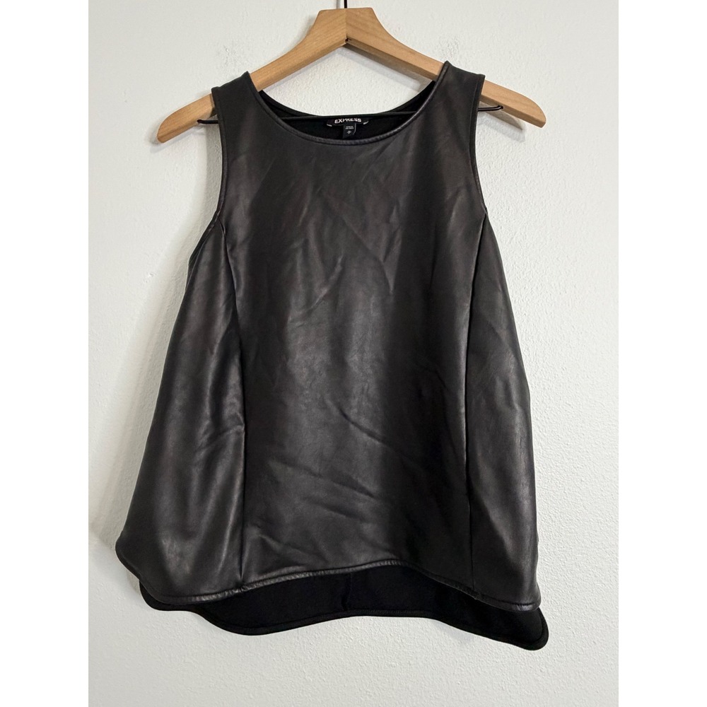 Express - Black‎ Faux Leather Sleeveless Top Women's Size Medium